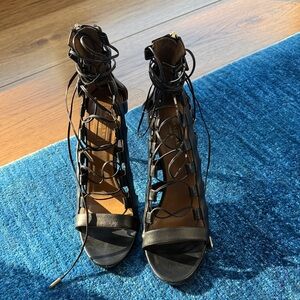 Aquazzura Black Lace-Up Heels